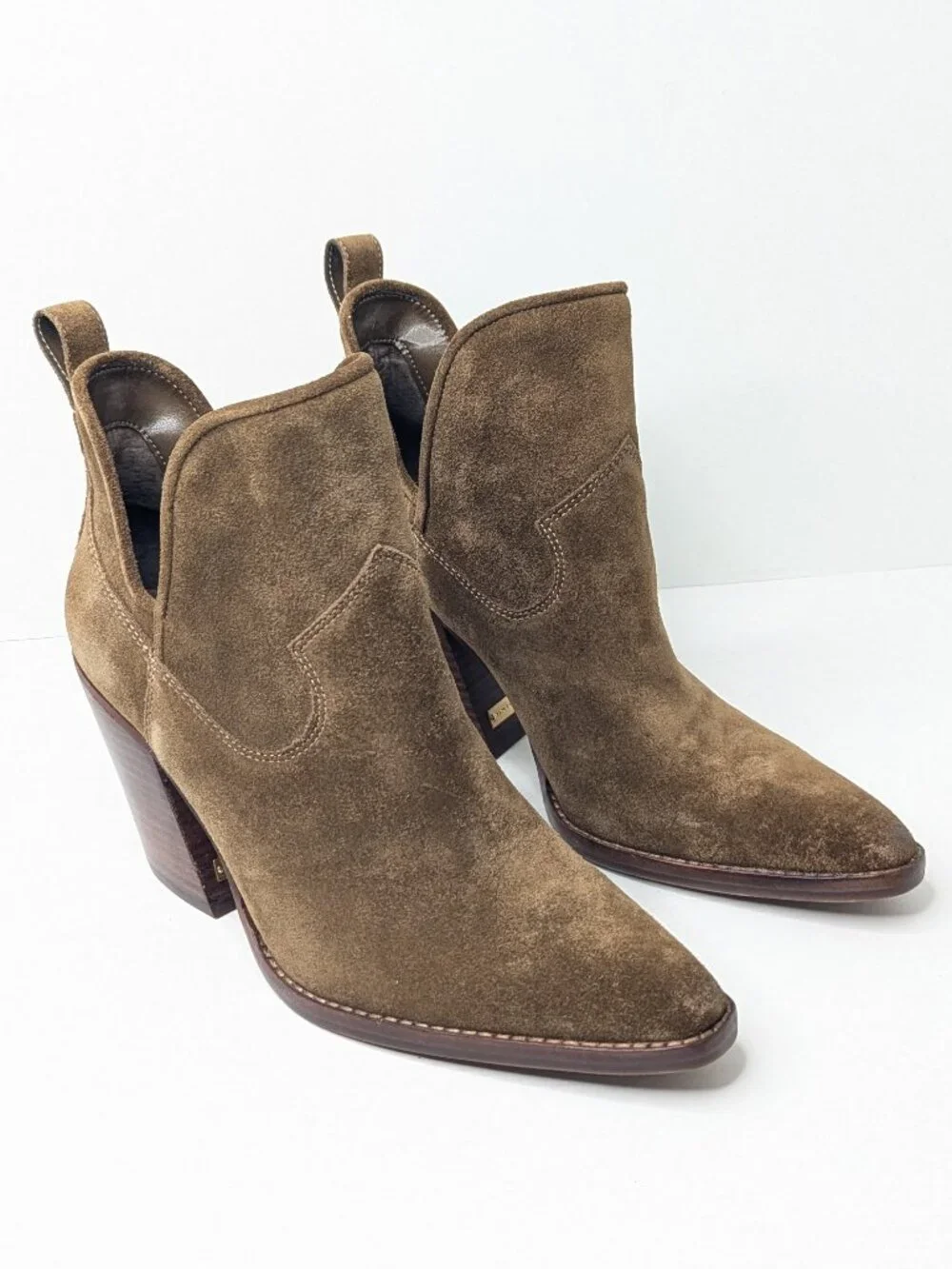 Vince Camuto Phaidra Western Ankle Boots Brown Suede Womens 8.5